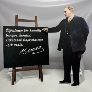 Atatürk İmzalı Tahta ve Atatürk Maket Seti - Ayaklı
