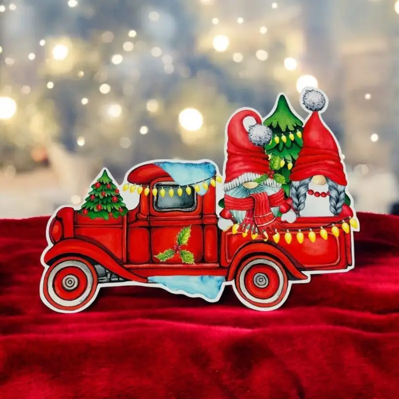 Arabada Noel Cüceleri Maketi Pano Dekor Süs - Ayaklı Kullanım Örnek