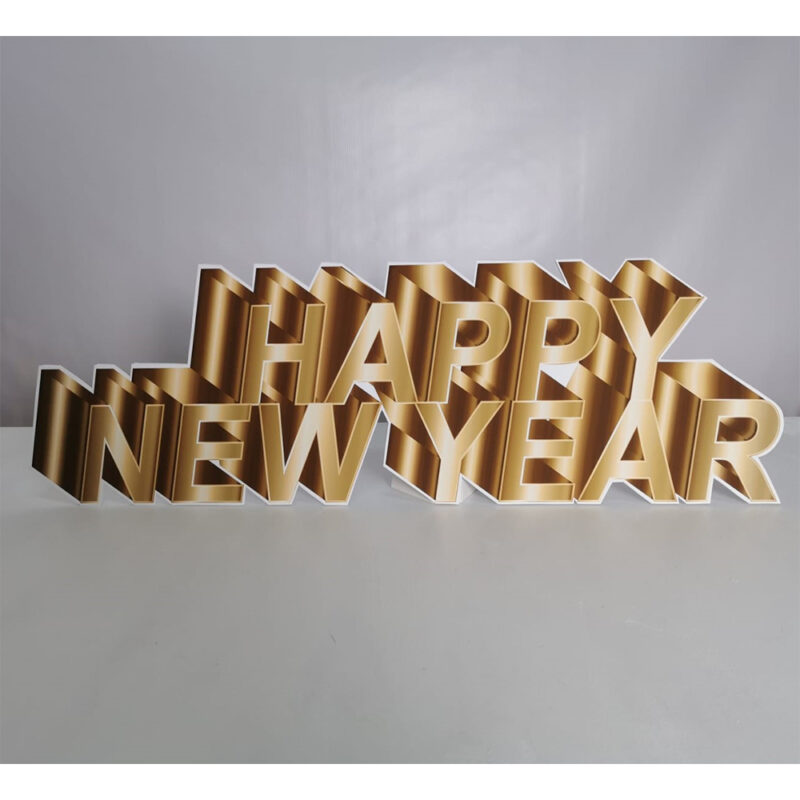 Gold Happy New Year Yazı Maketi Pano Dekor Süs - Ayaklı