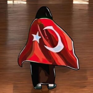 Bayrak Taşıyan Kadın Maketi Pano Dekor - Süs