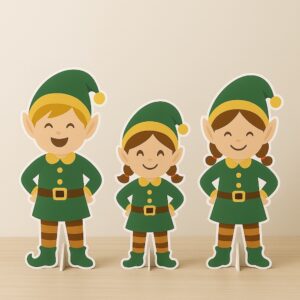 Elf Ailesi Masaüstü Yılbaşı Dekor Maket Pano Seti