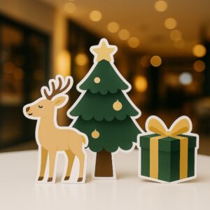 Geyikli Masaüstü Yılbaşı Dekor Maket Pano Seti