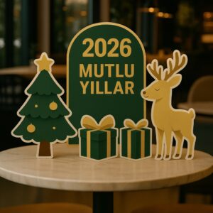 Masaüstü 5li Yılbaşı Dekor Maket Pano Seti