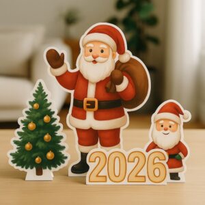 Noel Baba Masaüstü Yılbaşı Dekor Maket Pano Seti